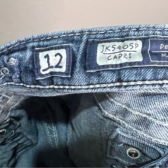 Vintage Miss Me Jeans Capri Crop Fleur Embroidery Short Y2K Skinny Slim Blythe - Picture 5 of 12